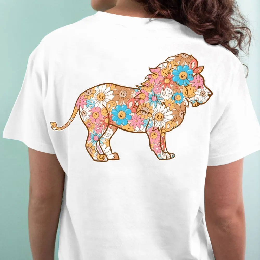 Smile Floral Lion Pattern T-Shirts