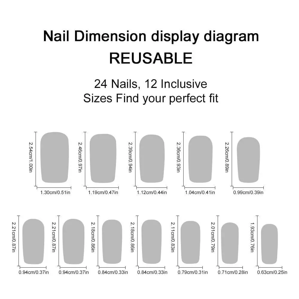 Nailhour 24Pcs French Long Square 3D Translucent Blooms Press On Nails