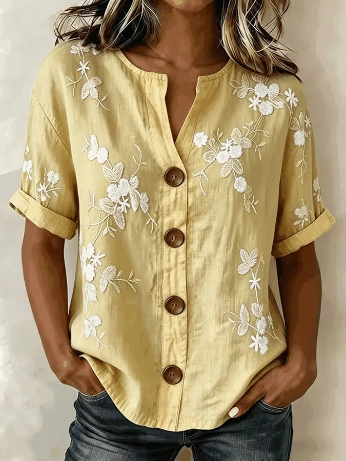 Women's Casual Round-Neck Printed Shirt