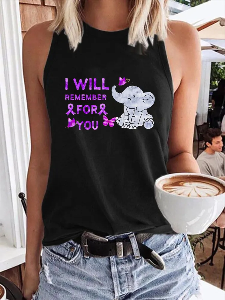 Women's Round-Neck Sleeveless Vest With I Will Remember For You