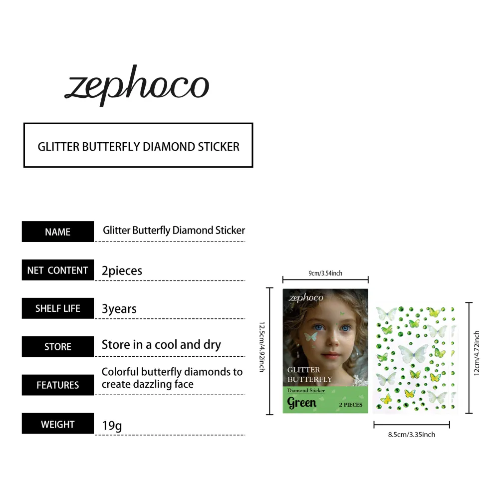 Zephoco Shimmering Butterfly Diamond Sticker