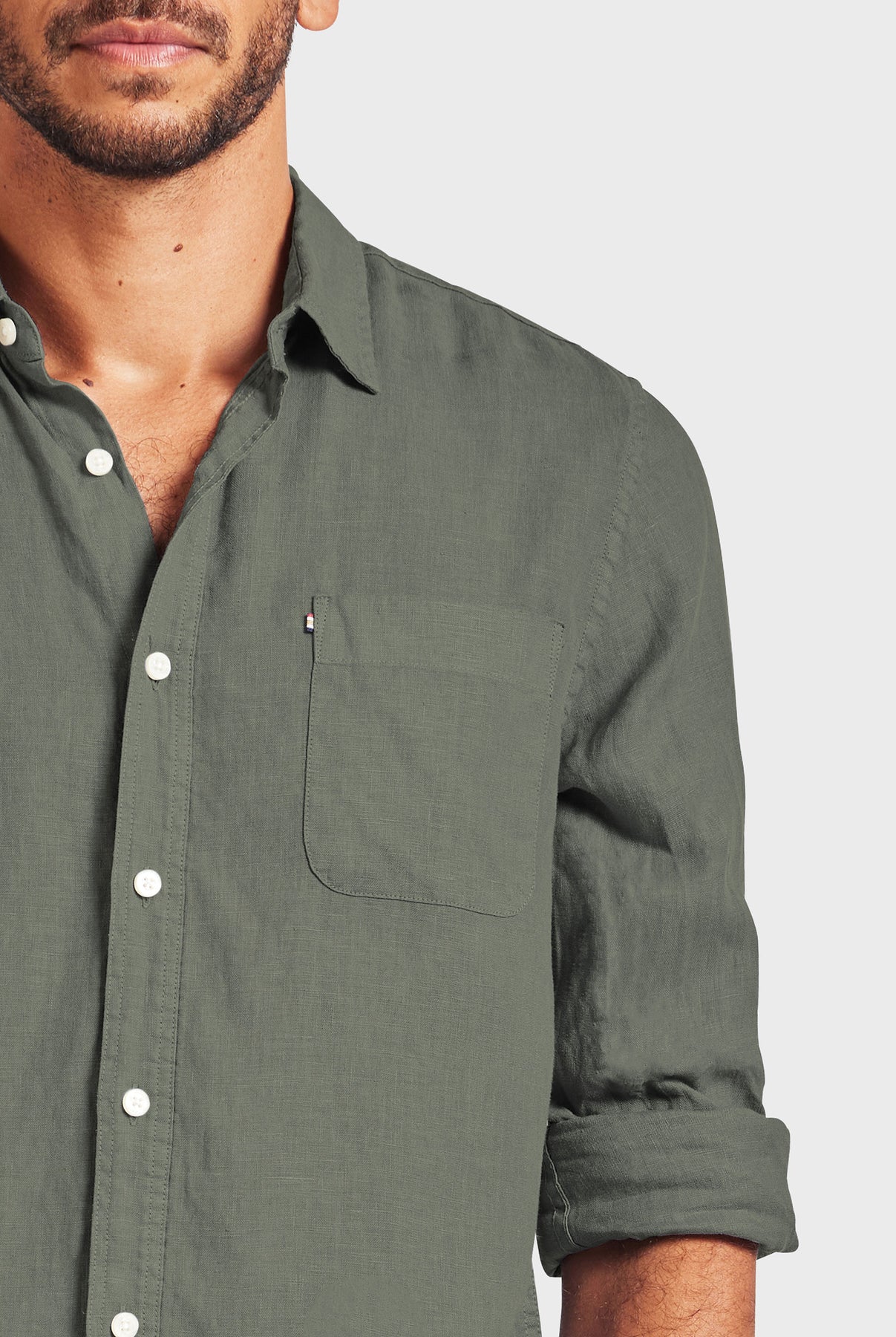 Hampton Linen Shirt-Smoke pine
