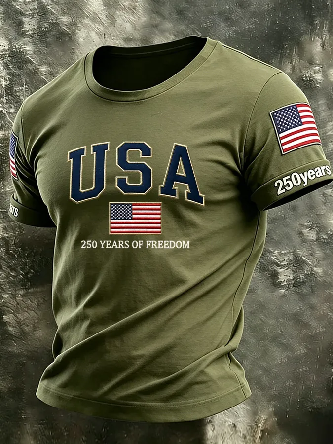 Men'S America Flag Printed Casual T-Shirt