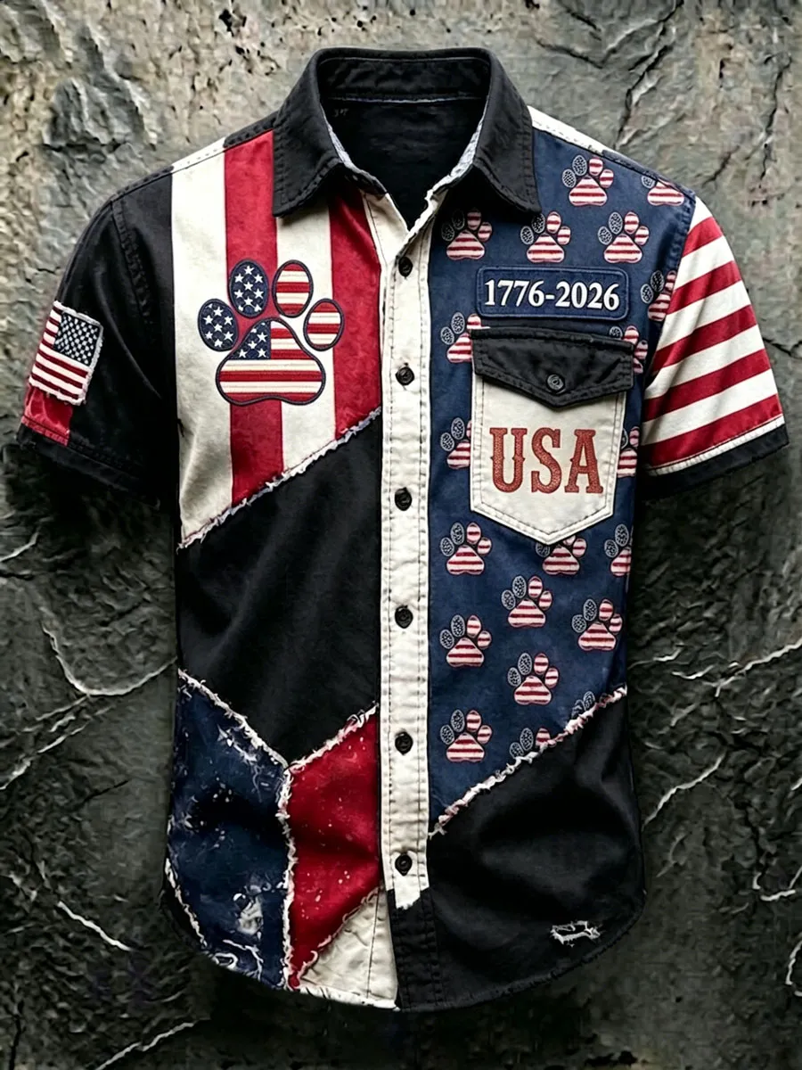 Men'S 250Th Anniversary National Paw Prints Print  Shirt
