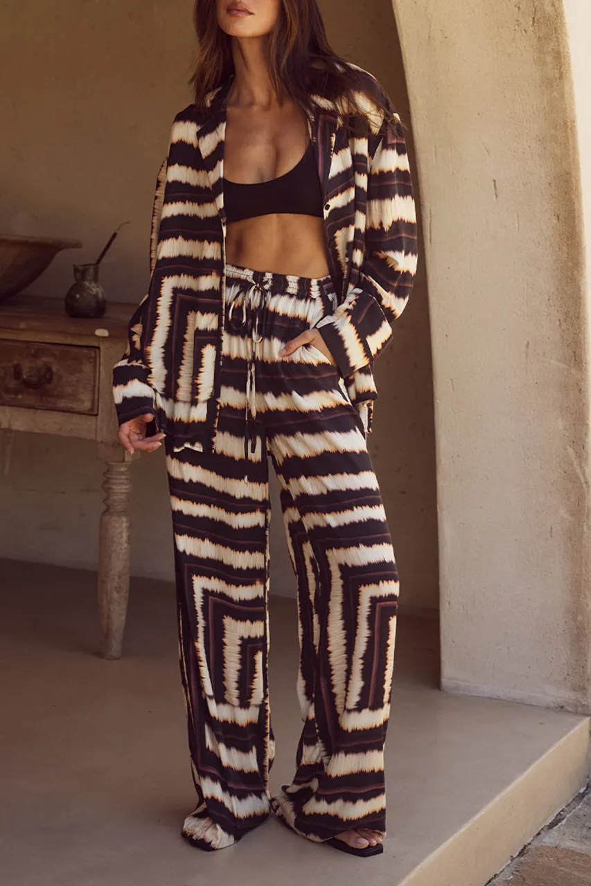 Geometric Print High Waisted Pants