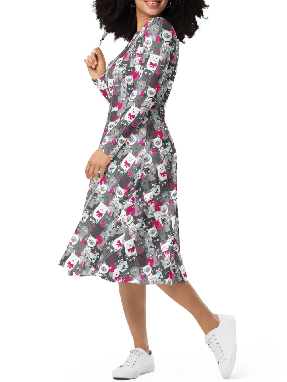 Funny Cat Print Dress