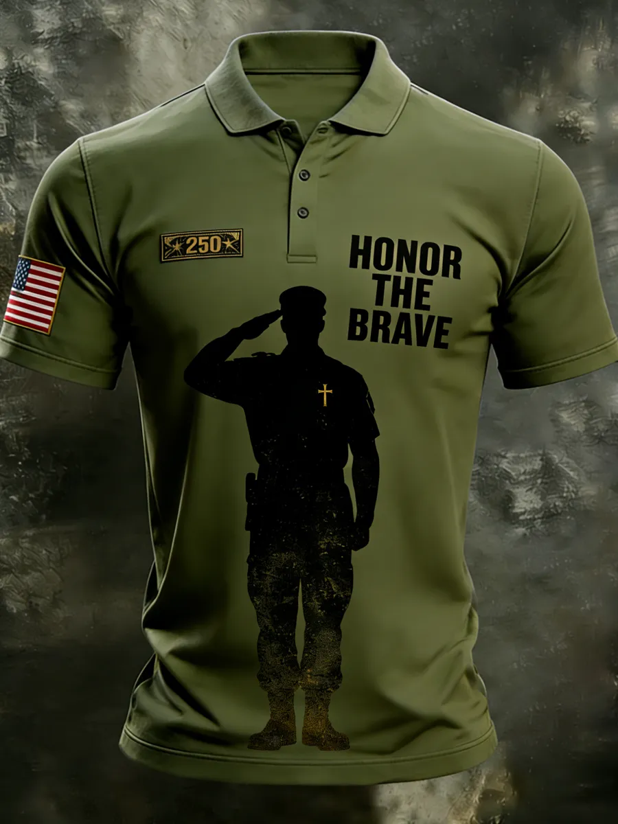 Men'S Veteran Commemorative Red Friday Short Sleeved Shirt