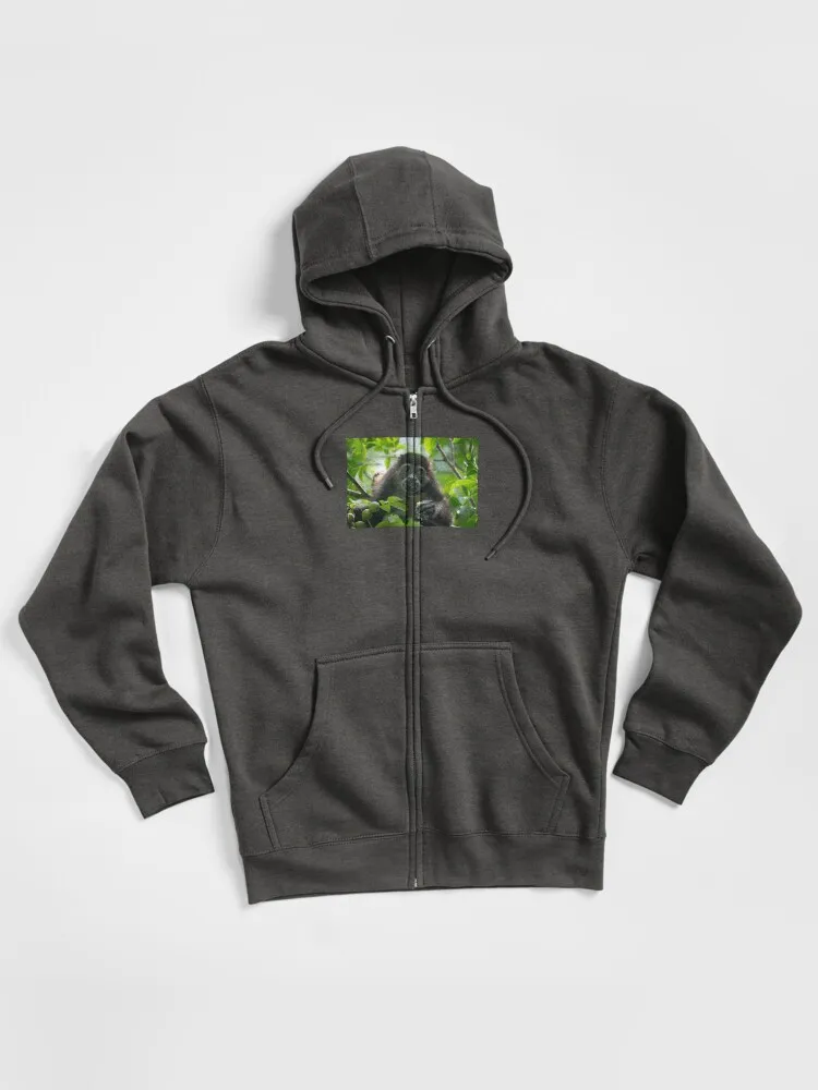 Cute Monkey Close-Up Zipped Hoodie