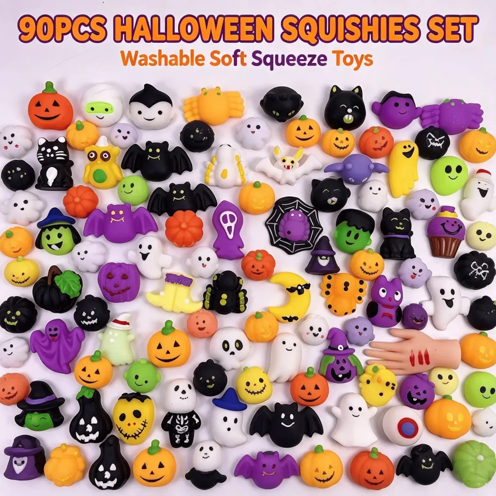 30/60/90/180Pcs Halloween Squishies Stress Relief Toy Set