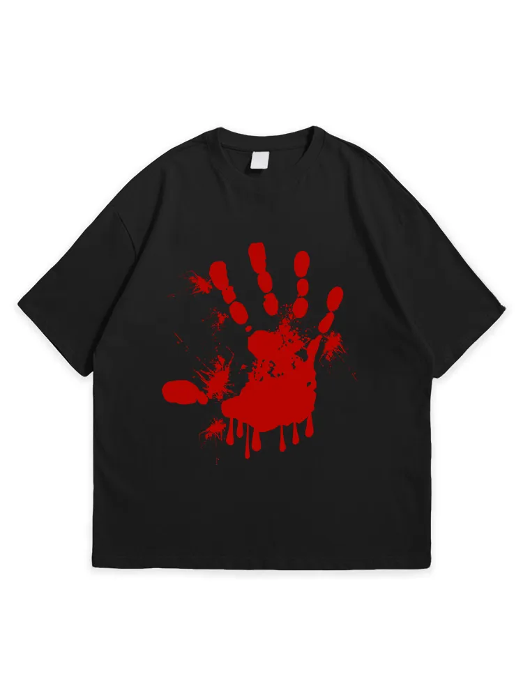Men'S Halloween Artistic Abstract Palm Print  Simple Round Neck  T-Shirt