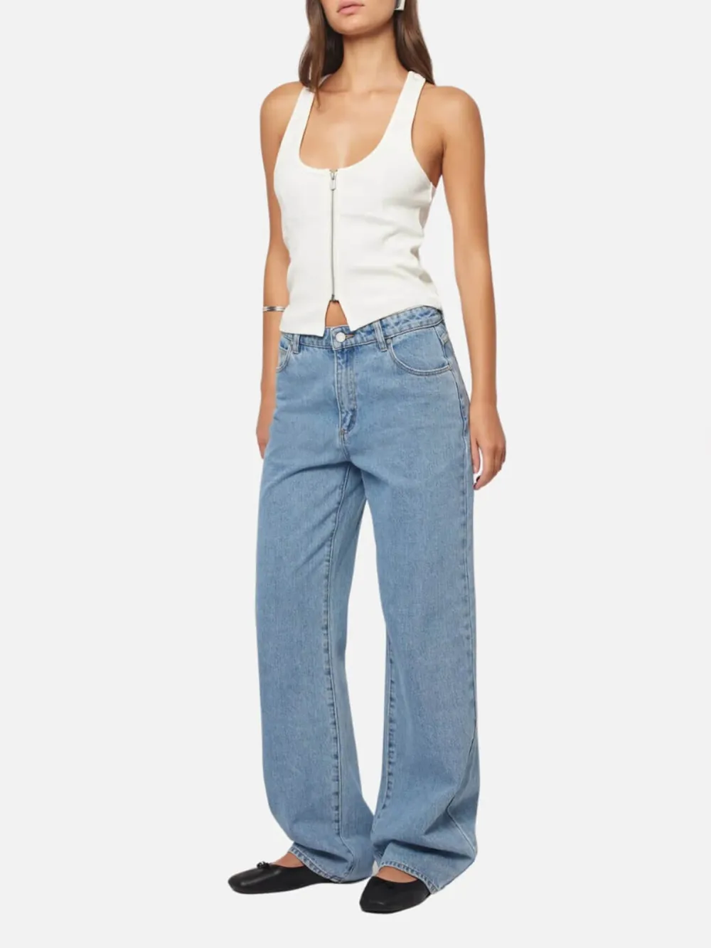 Pockets Mid-Rise Loose Jeans