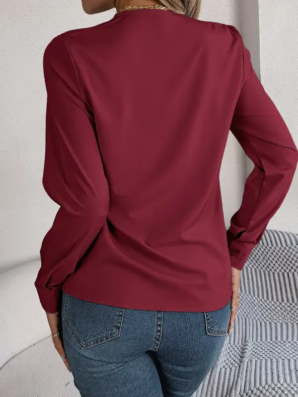 Soft V-Neck Long Sleeve Blouse