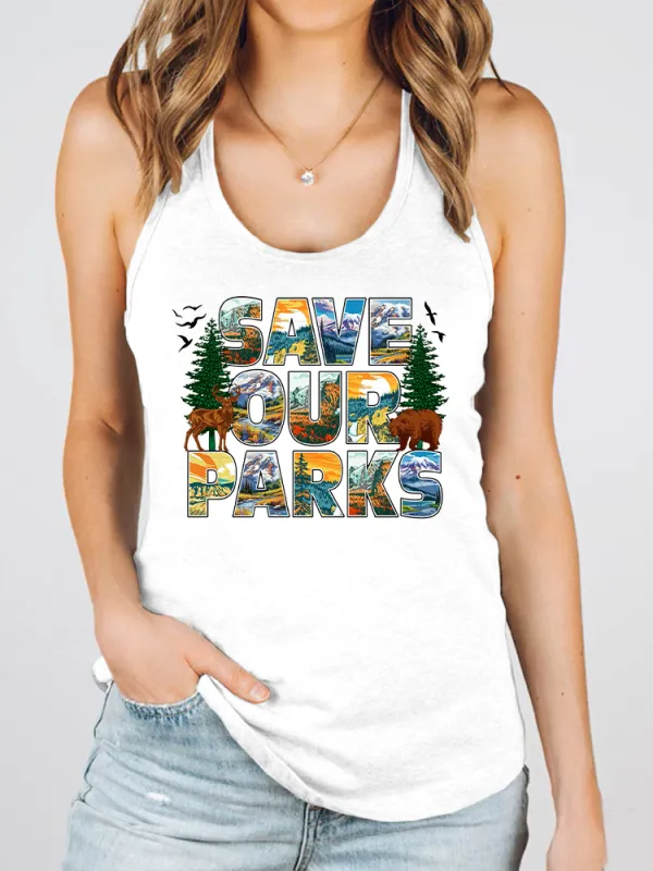 Women's Save Our National Parks Round-Necked Sleeveless Vest