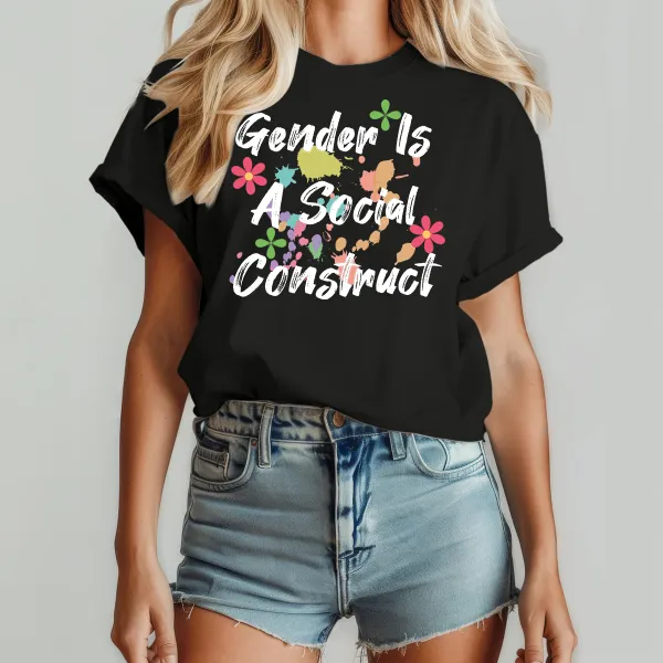 Irregular Lettered Crew Neck T-Shirts