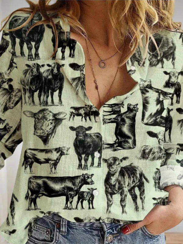 Vintage Cow Pattern Shirt