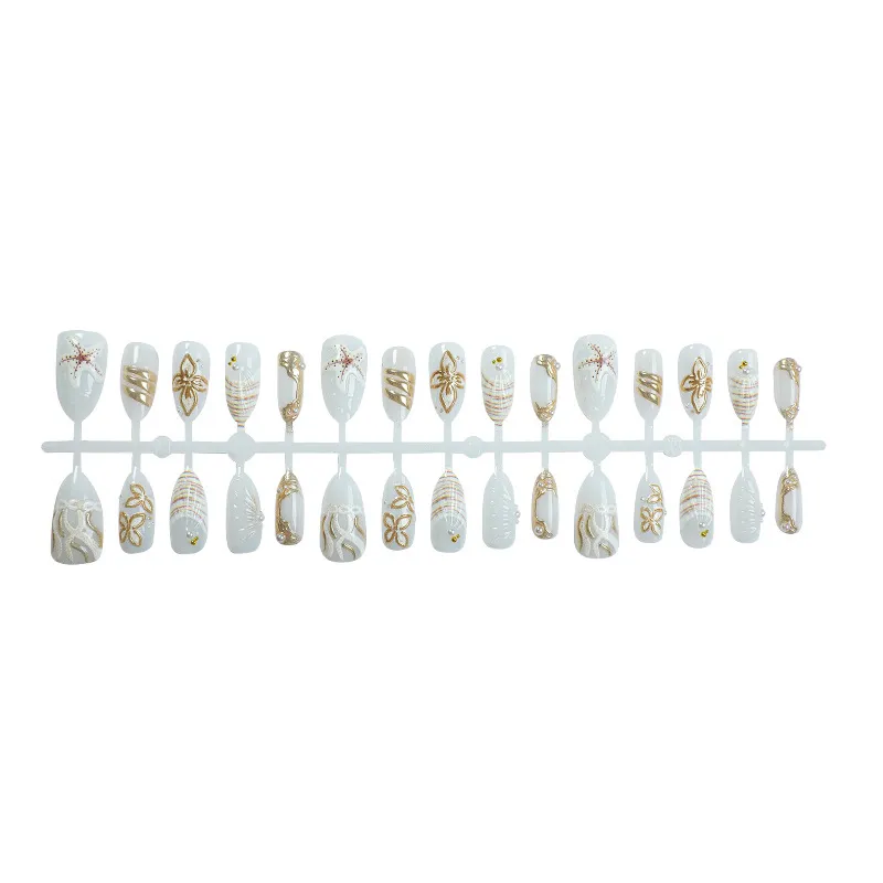 Nailhour 30Pcs Ocean 3D Seashells, Starfish, and Gilded pearls Press On Nails