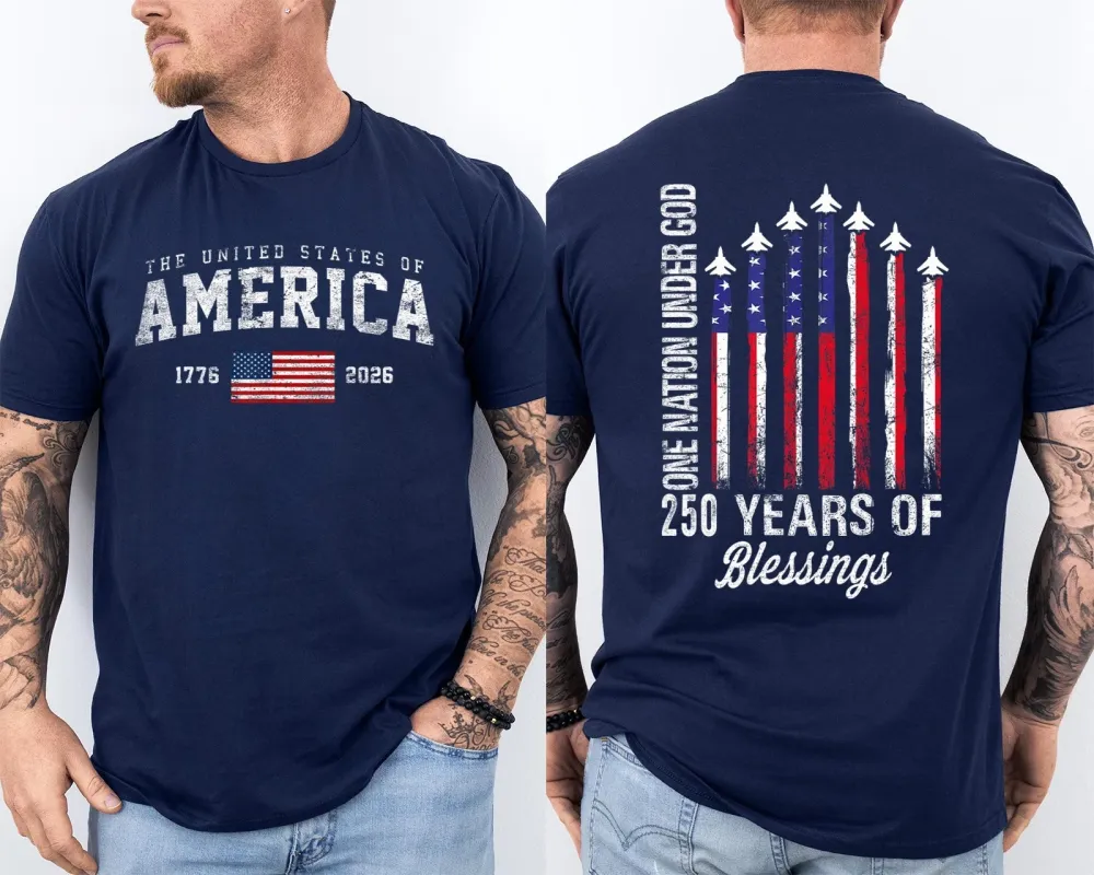 Men'S Casual American 1776-2026 Anniversary Printed Short Sleeved T-Shirt