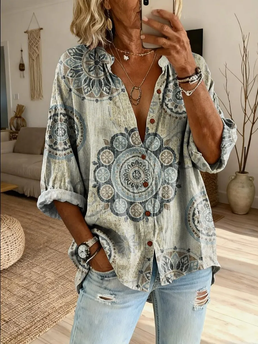 Women's Vintage Casual Floral Top