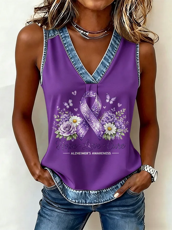 Women's Alzheimer's awareness Print Vest
