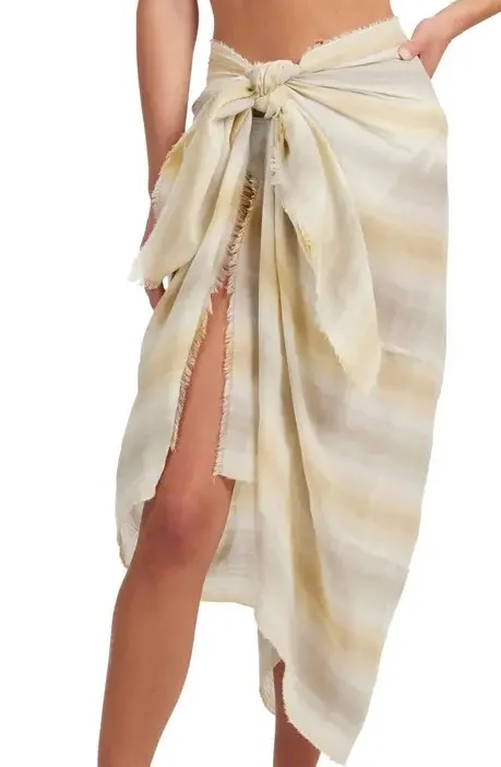 Gradient Stripe Cotton Gauze Shawl