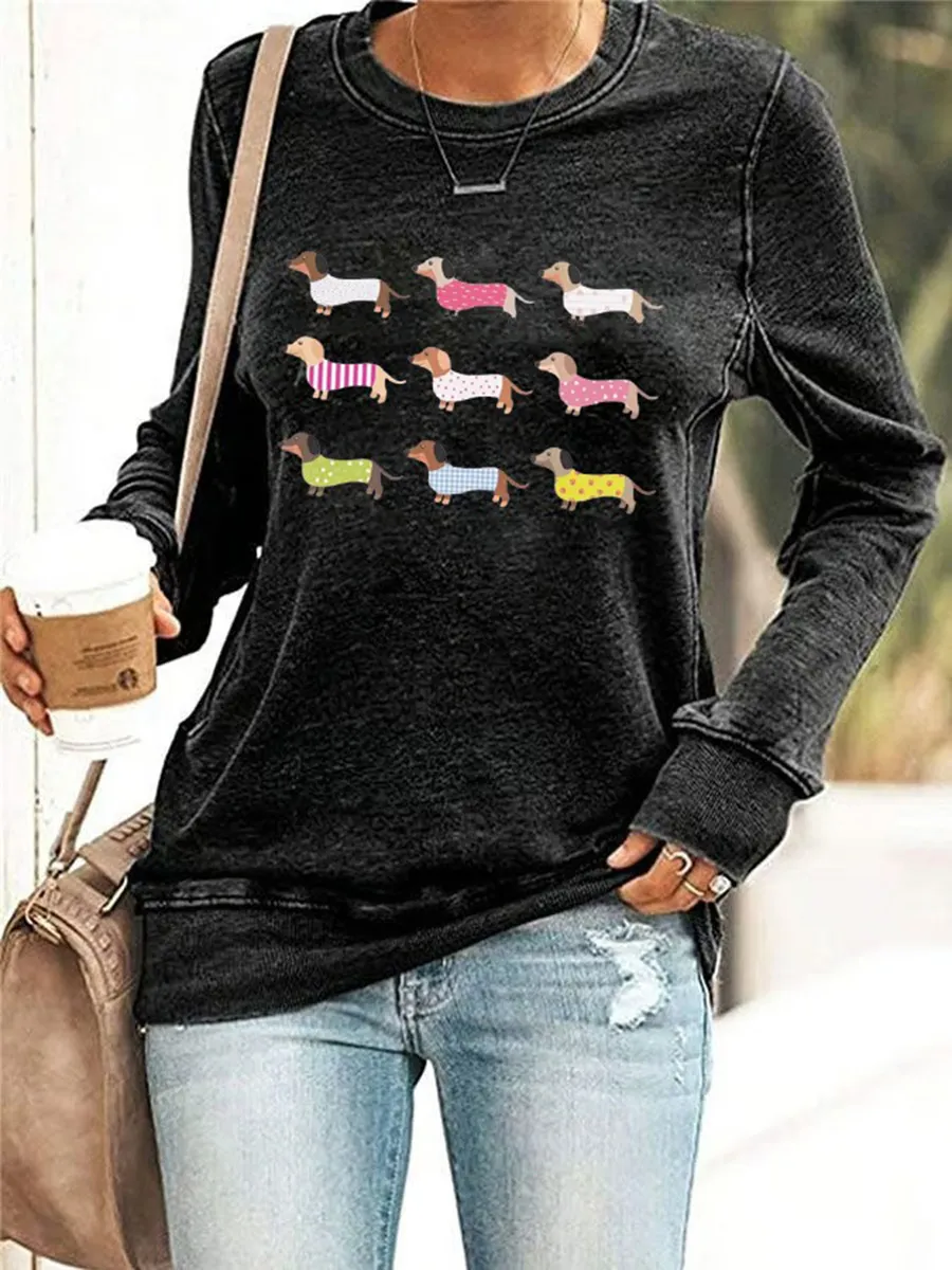 Women's Dachshund Print Sweatshirt