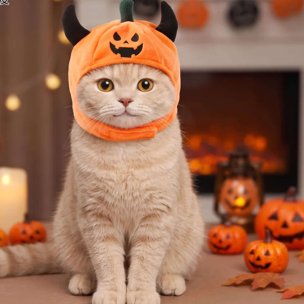 1Pcs Halloween Pet horn pumpkin hat