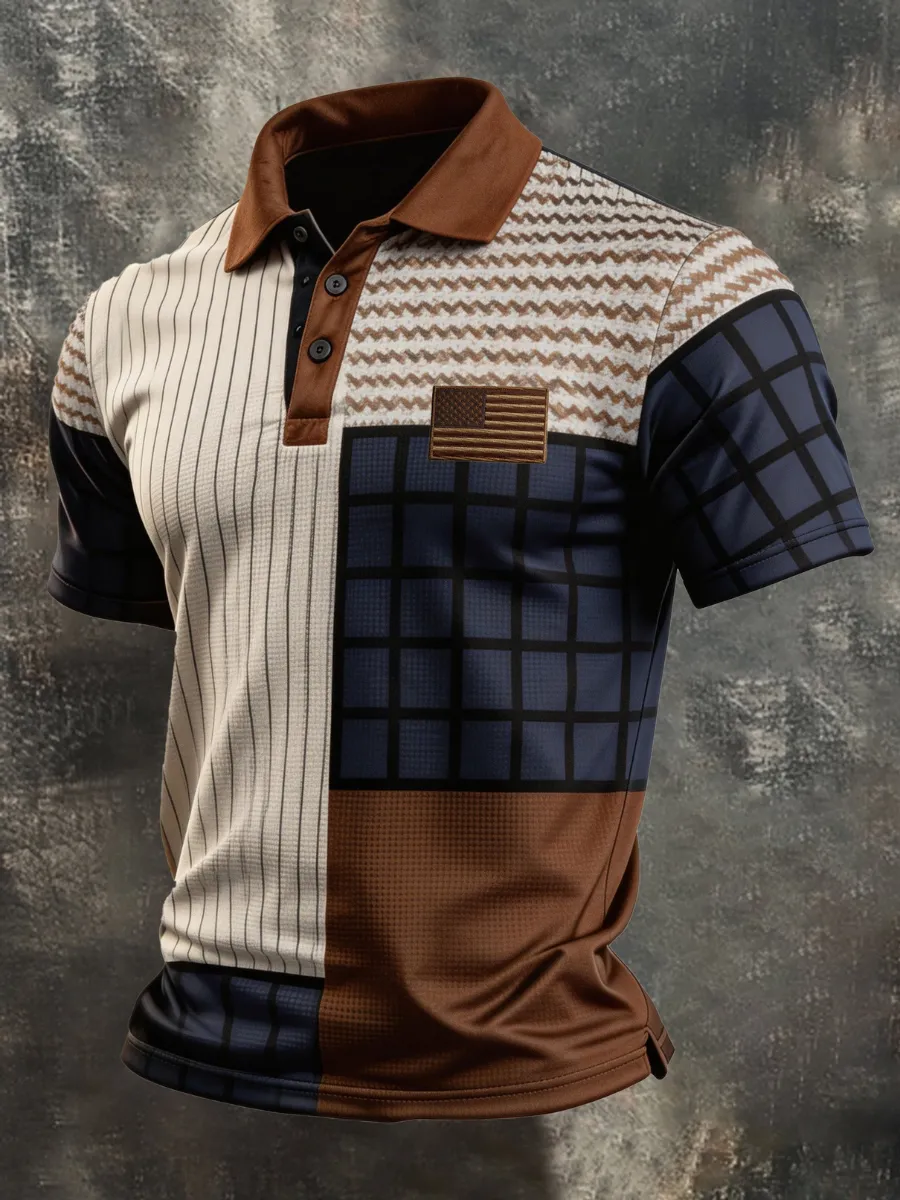 Men's 2026 USA 250th Anniversary Patriotic Printed Polo Shirt