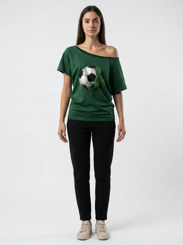 Women's Soccer Lover Grass Ball Printed T-shirt