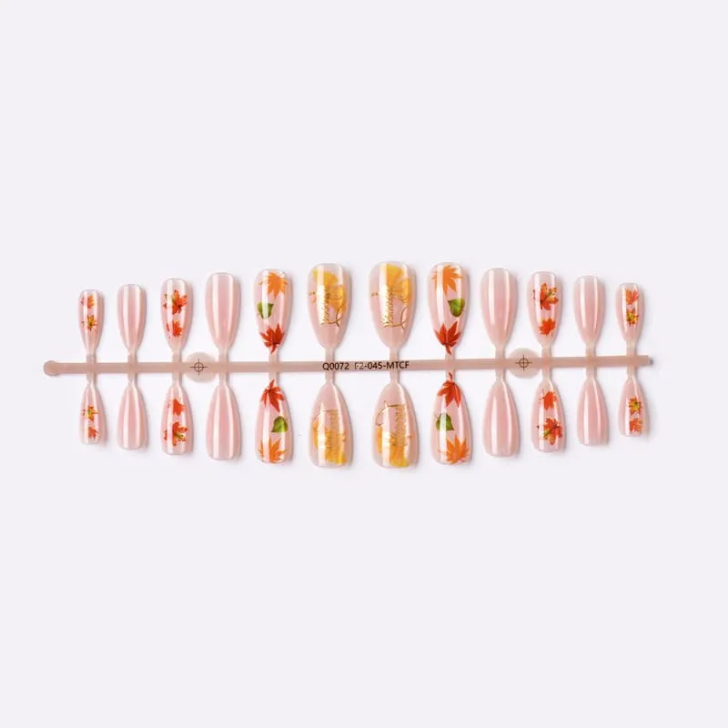 Nailhour 24Pcs Autumn Cat Eye Gilded Medium Almond Press On Nails