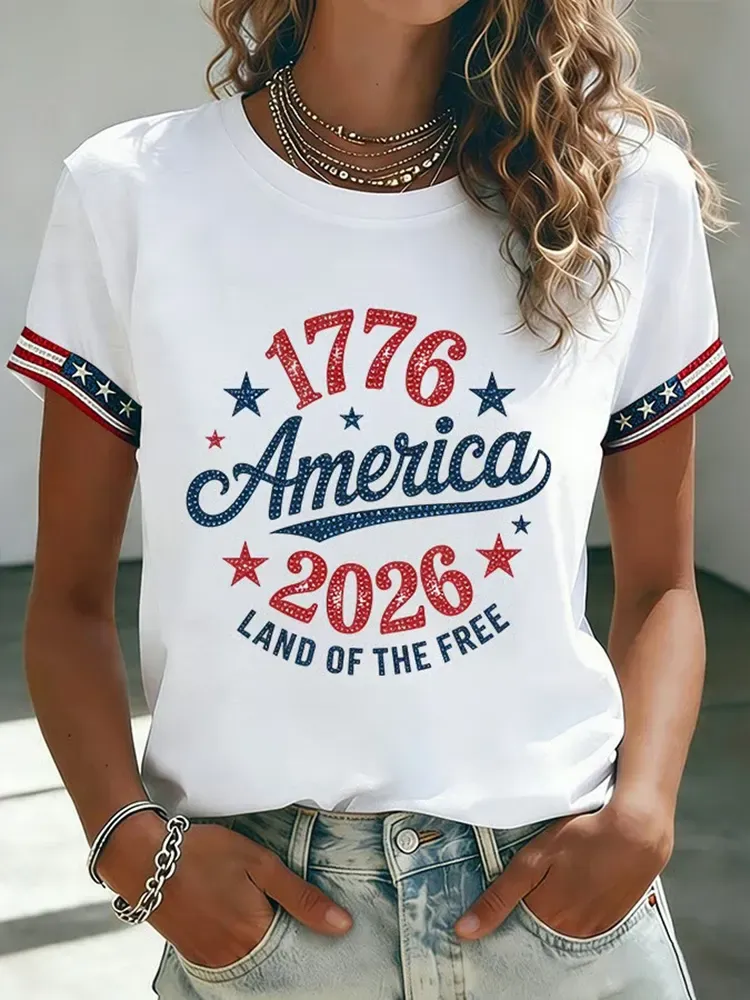 Women's Retro Independence Day Casual T-shirt