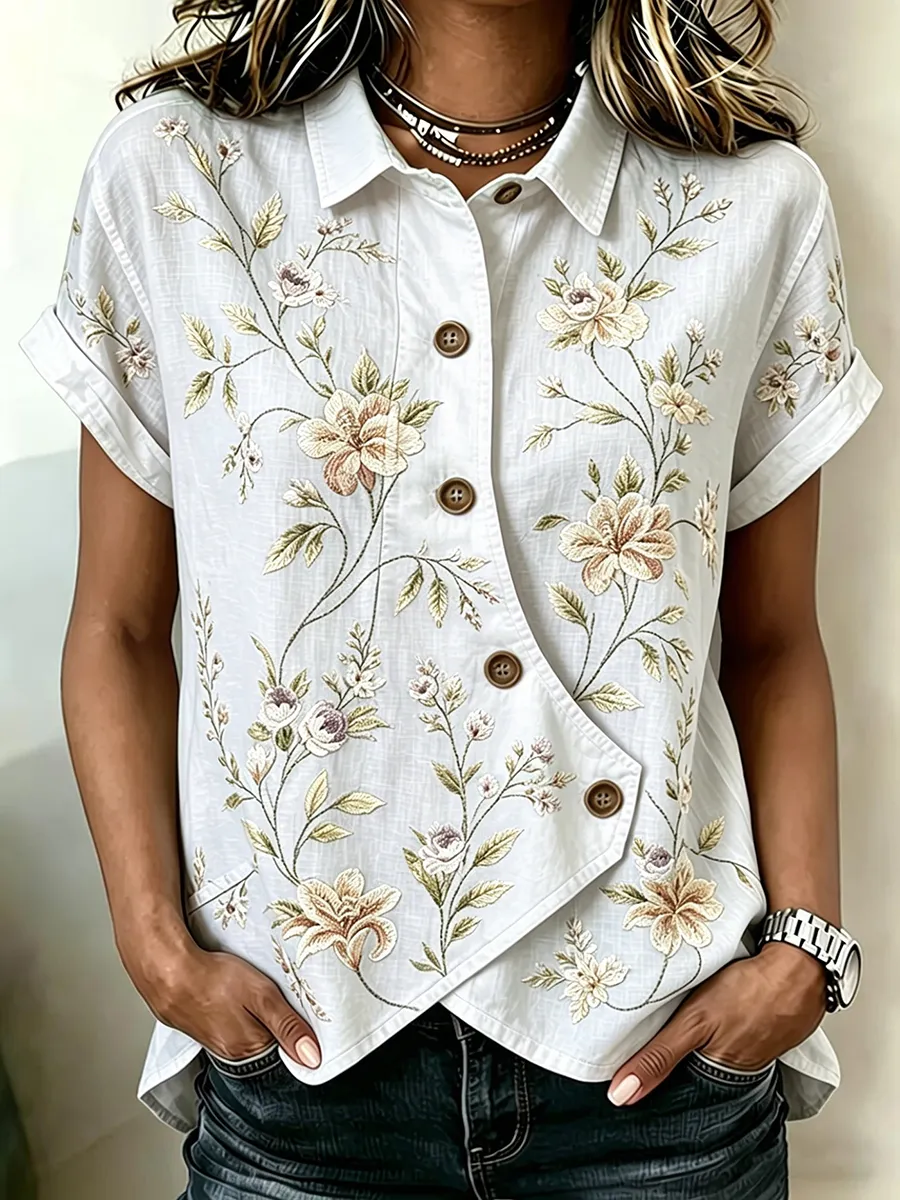Women's Spring/Summer Floral Casual Daily Elastic Shirt