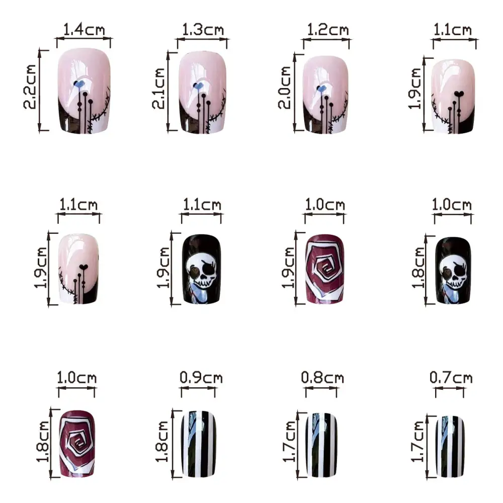 Nailhour 24Pcs French  Short Square Y2K Pop-Punk Press On Nails