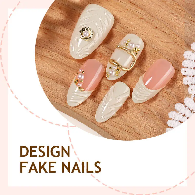 Nailhour 24Pcs Autumn 3D Resin Long Almond Press On Nails