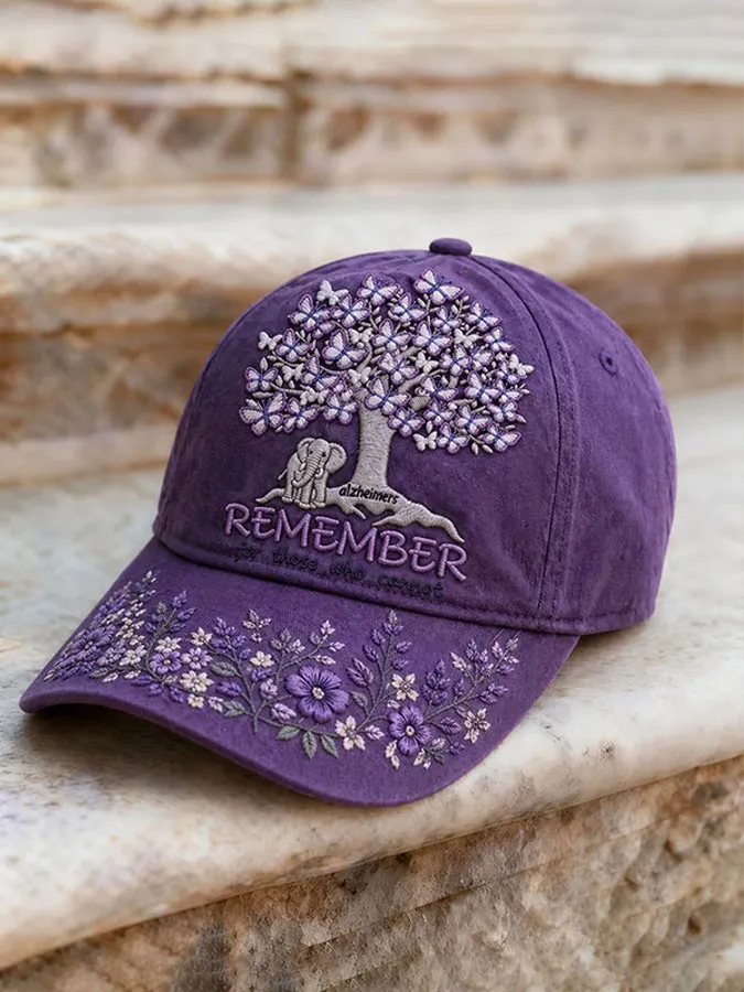 Unisex Purple Floral Print Casual Hat