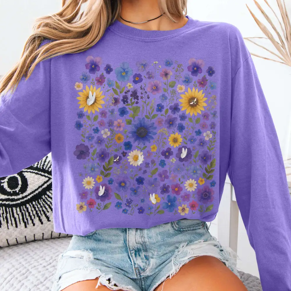Sunflower Wildflowers Long Sleeve Shirt