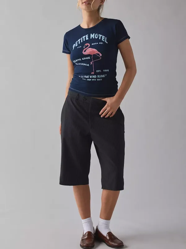 Women's Flamingo Printed Pure Cotton Short T-Shirt