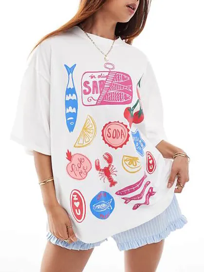 Women's Food Printed White T-shirt