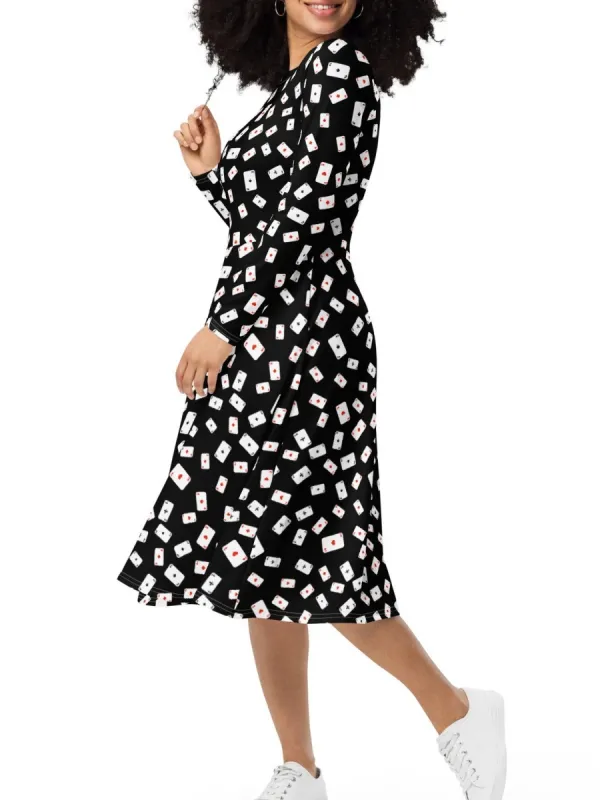 Vintage Poker Print Dress