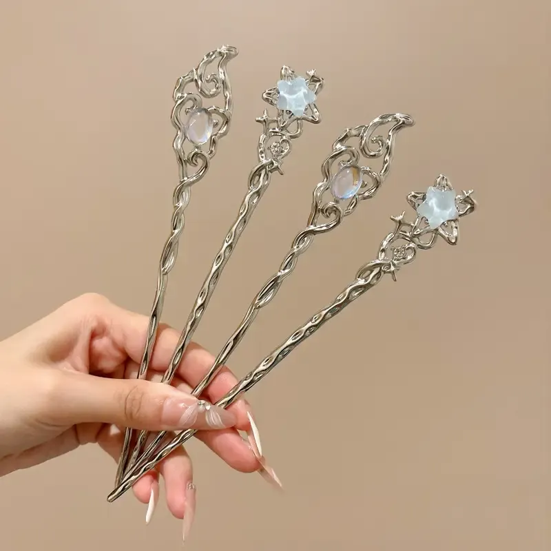 Casual Style 3pcs Moonstone Star Hairpin Set for Women