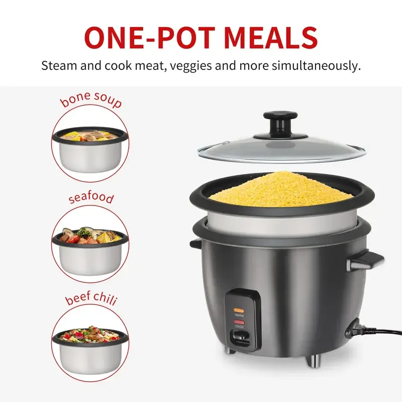 Black Versatile 6-Cup Rice Cooker