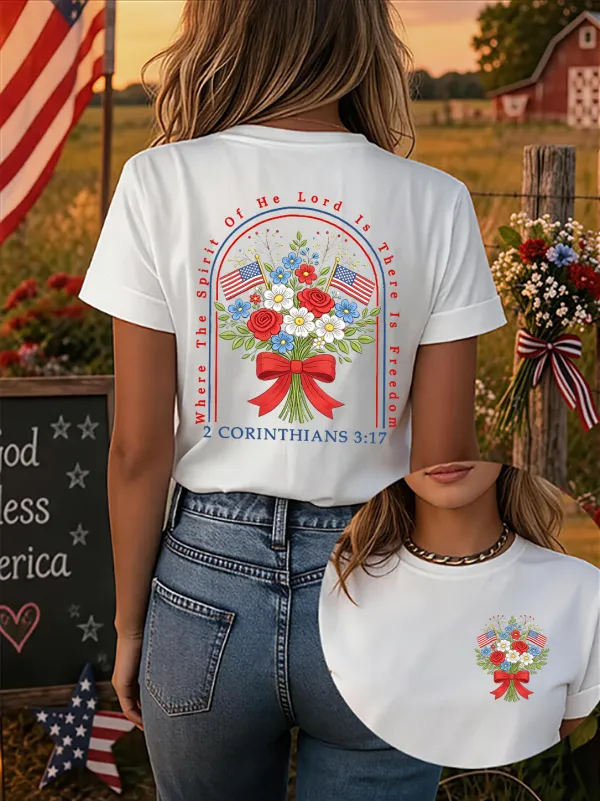 Women'S 250th Anniversary American Faith Print Short-Sleeve T-Shirt