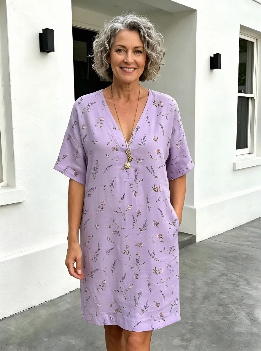 Women's Summer Vacation Floral Botanical Printed Midi Dress
