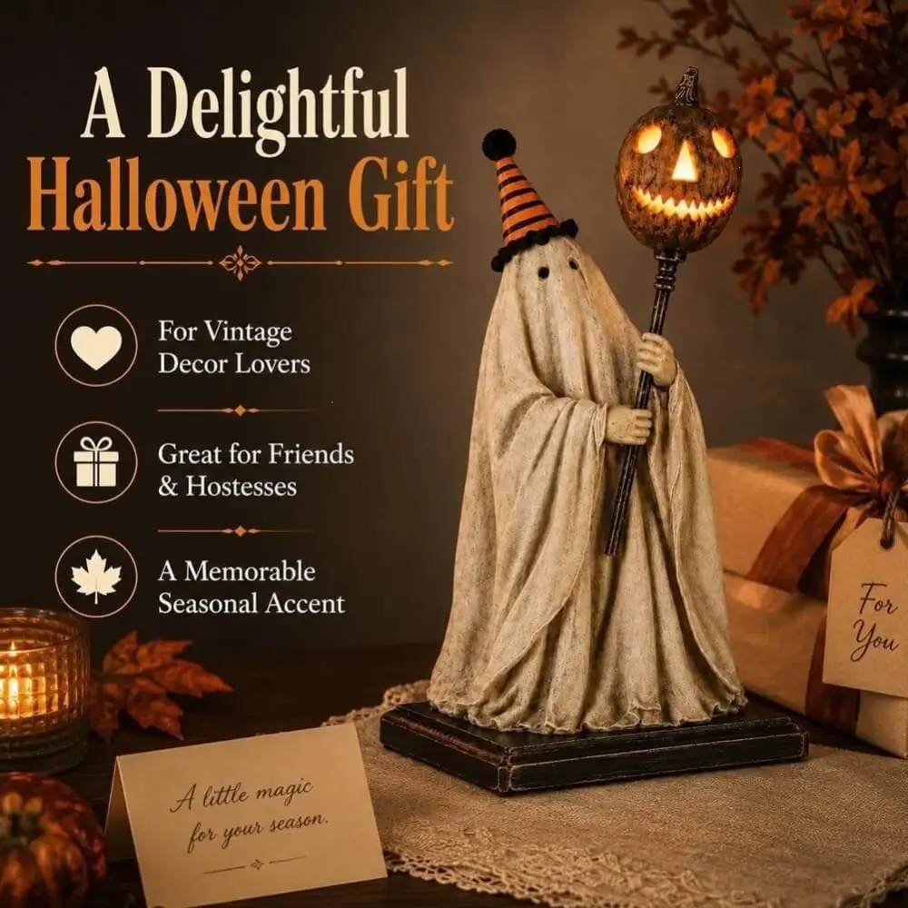 Glowing Halloween Ghost Figurine with Remote Control