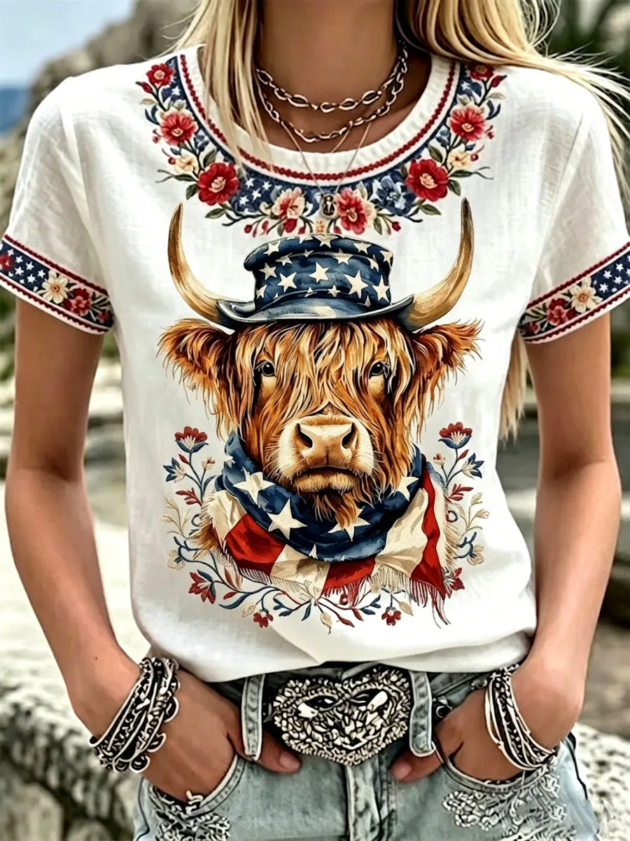 Women's 250th Anniversary Animal Printed Casual T-shirt