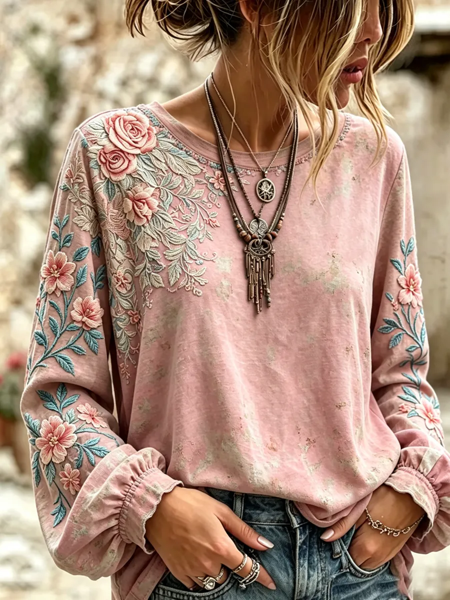 Women's Vintage Printed Casual Short Sleeve T-Shirt