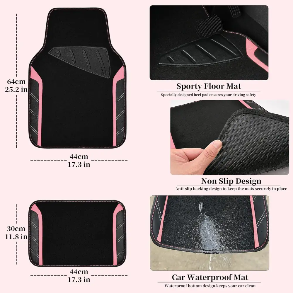 Simple Style Ultra-Fine Steering Wheel Cover And Waterproof Car Floor Mat Combination