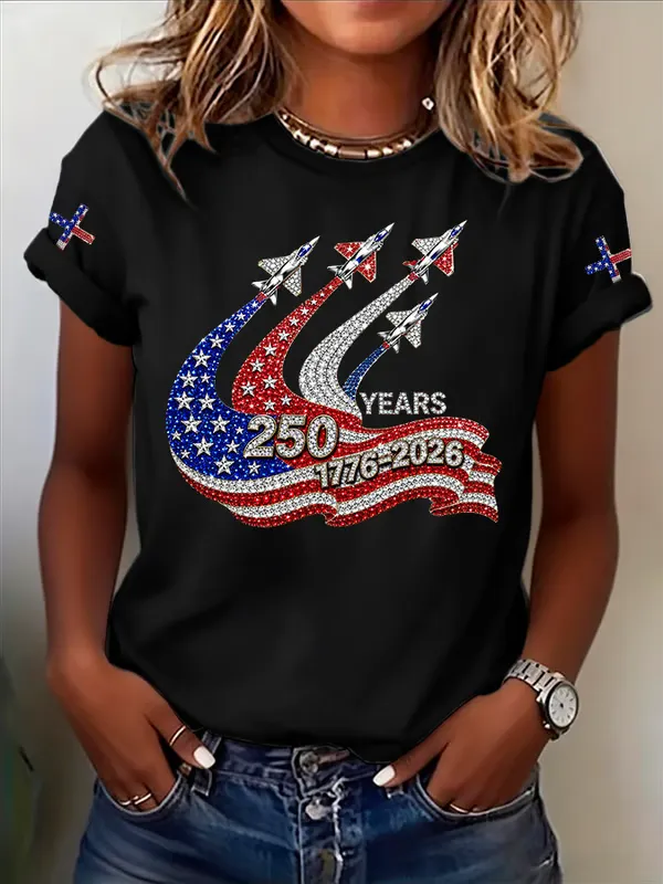 Women'S  Flag Printed Casual T-Shirt