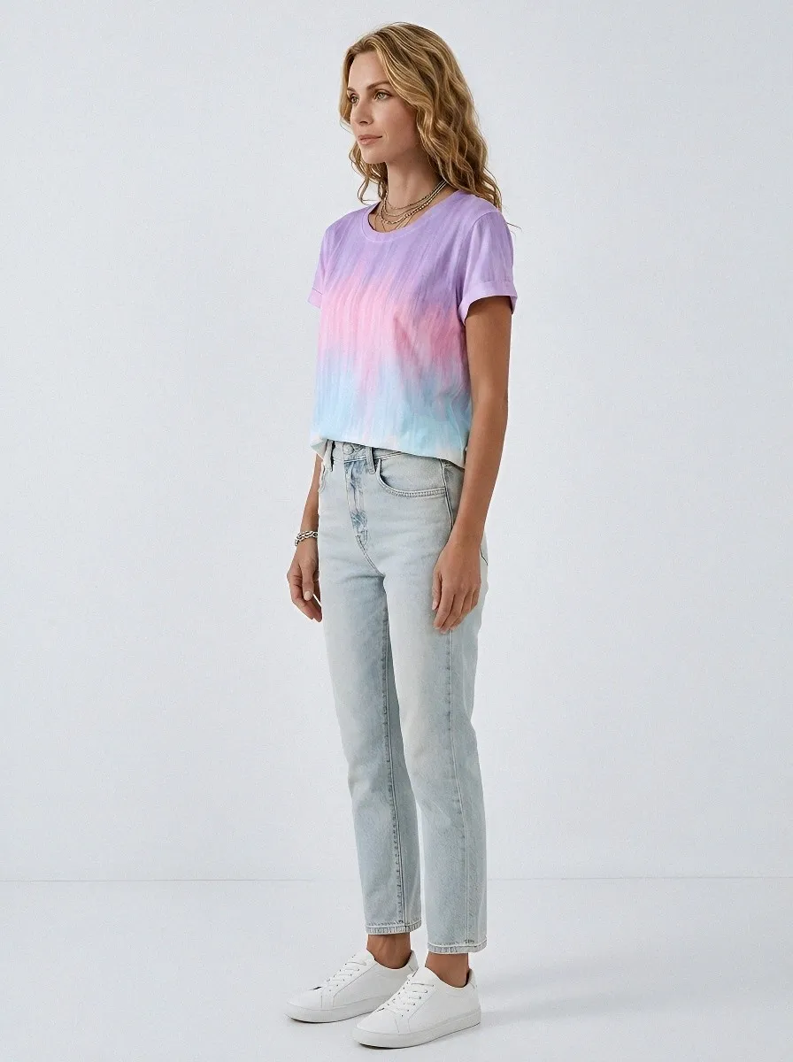 Women's Breast Cancer Awareness Pink Ribbon Gradient Printed T-shirt