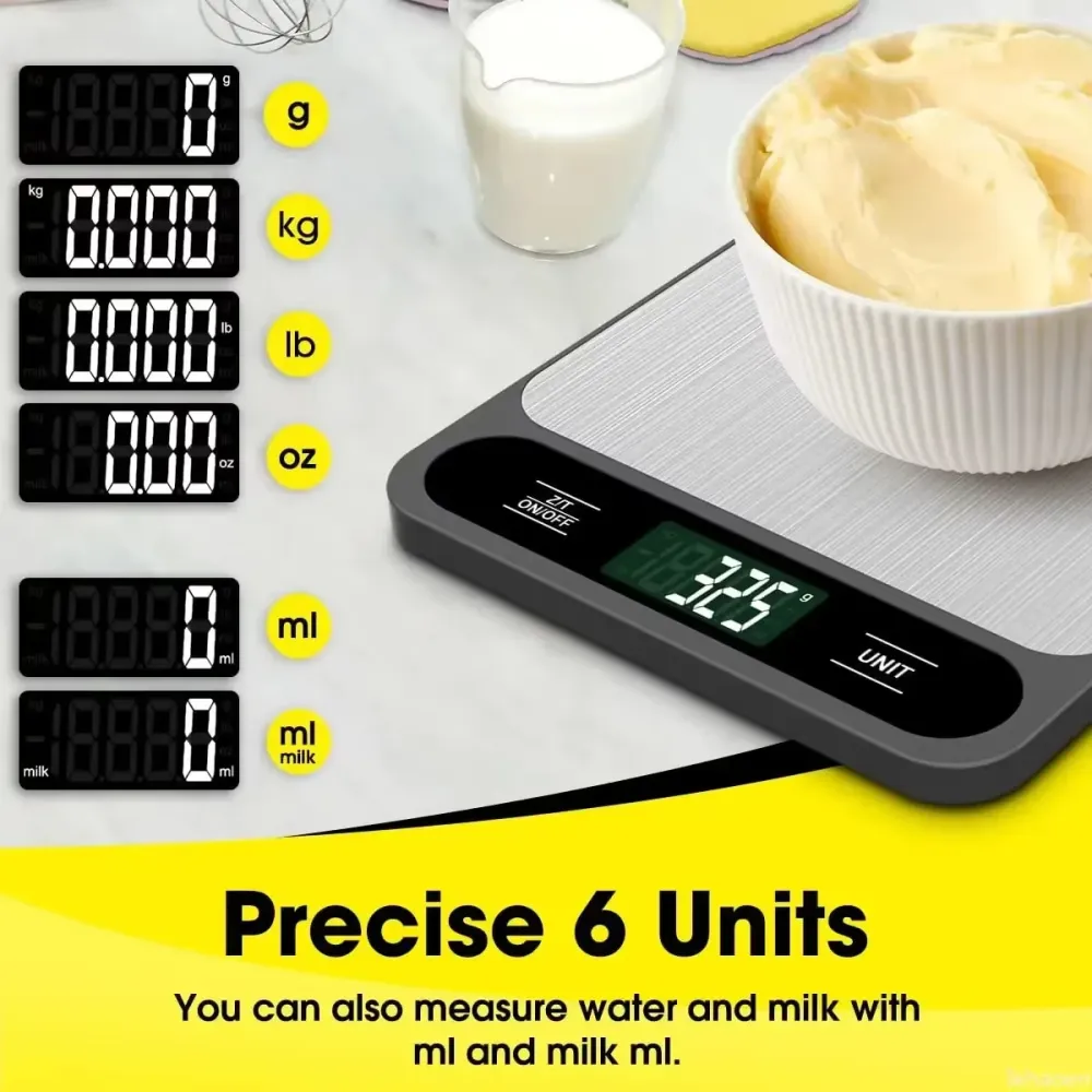 Stainless Steel Digital Kitchen Scale With LCD Display, Made Of Stainless Steel