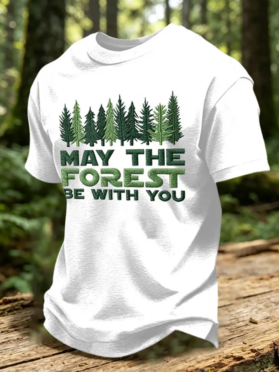 Men's May The Forest Be With You Printed Casual T-Shirt